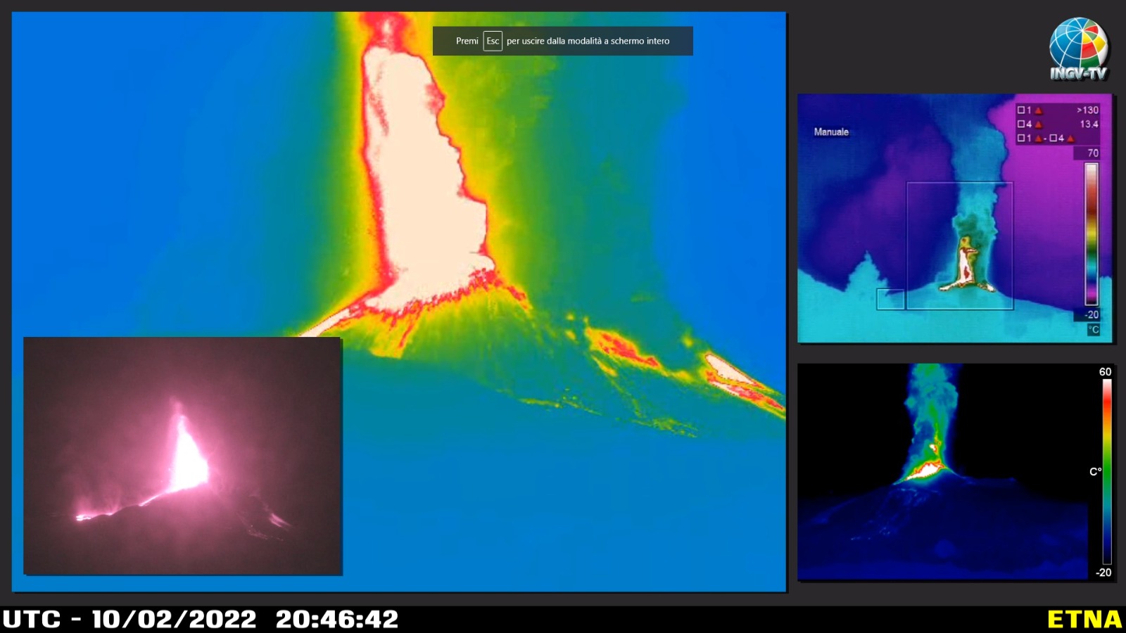 Thermal camera images of INGV-OE showing Etna paroxysm on Feb 10 2022