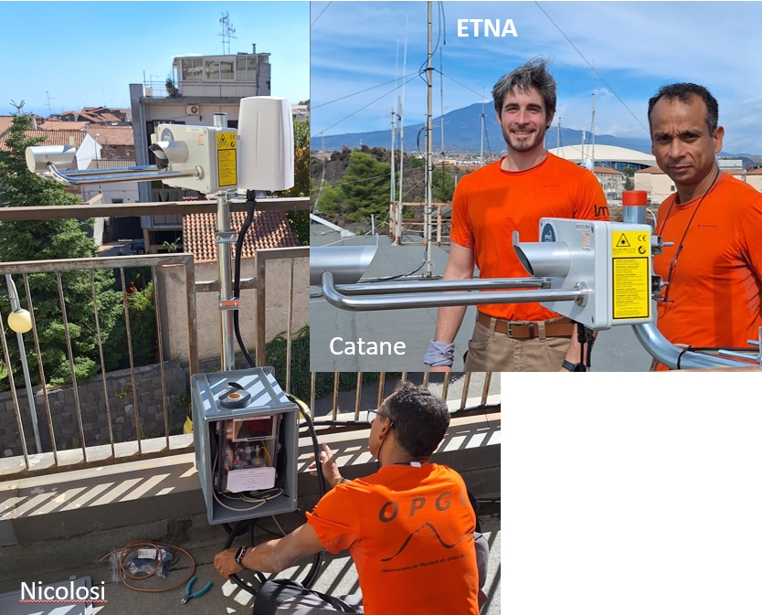 Setup of LPM disdrometers on Etna to measre fallout of volcanic ash (VOLDORAD platform of OPGC) 